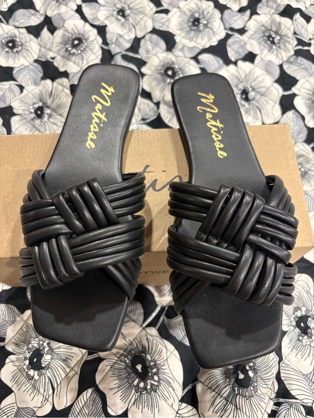 Matisse Black Braided Slide Sandals